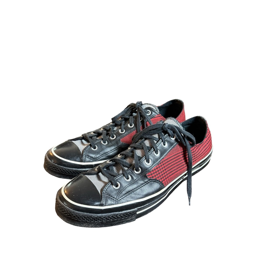 Converse Chuck Taylor All Star Men 14 Black Red Leather Houndstooth Sneaker Rare